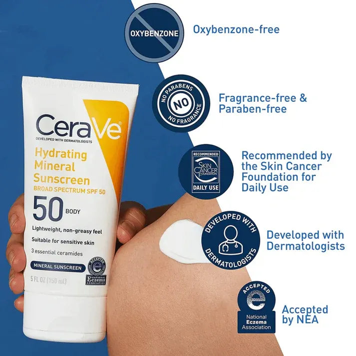 CeraVe Hydrating Mineral Sunscreen SPF 30 Body Lotion 150ml