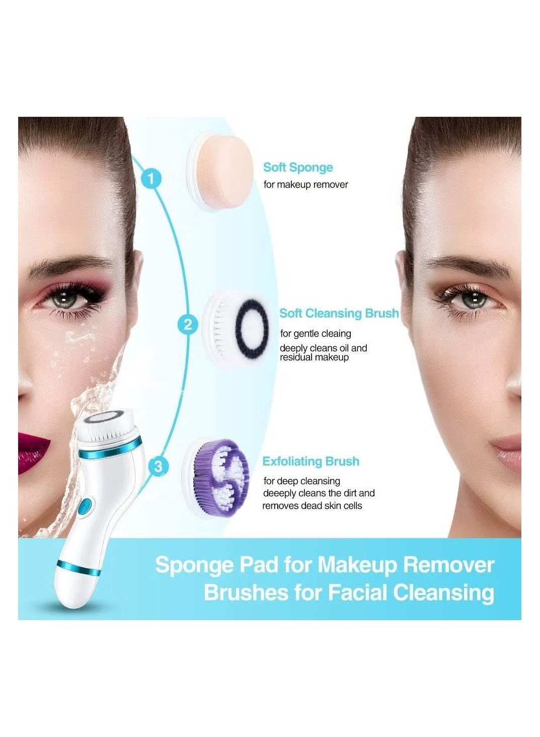 Cnaier Face Cleaning Brush 4-in-1 with Interchangeable Heads